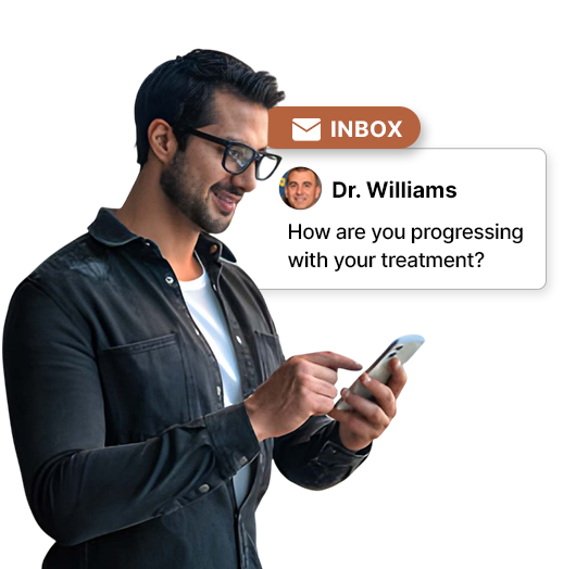 Patient receiving ongoing online care and support