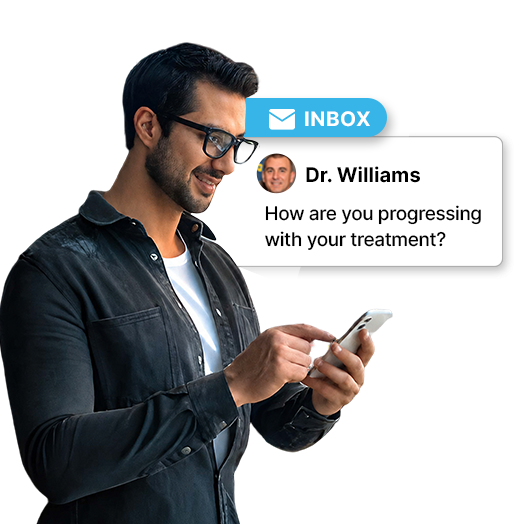 Patient receiving ongoing online care and support